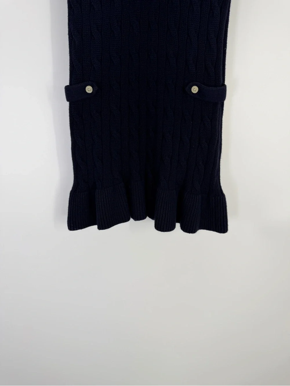 Ralph Lauren Girls Navy Cable Knit Short Sleeve Sweater Dress Medium